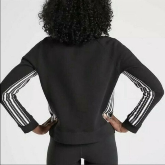 Athleta 24/7 Black With White Stripes Crew Sweatshirt Size Small Tall - Picture 3 of 10